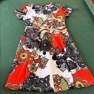 Charming Paisley Kids Dress in Red and Black